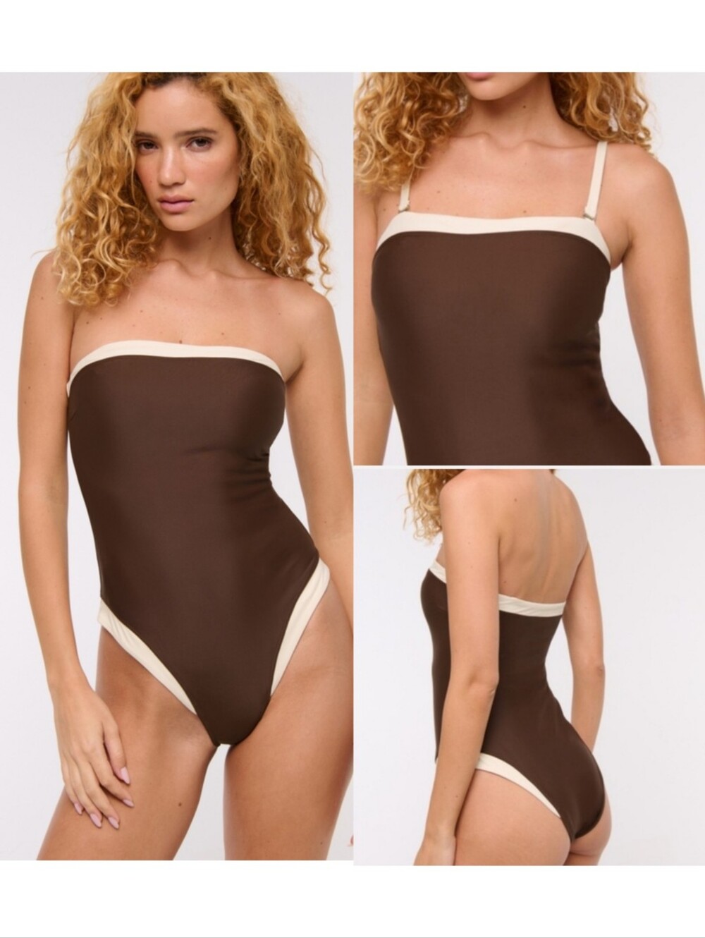 Abercrombie & Fitch A&F Marina One-Piece Swimsuit Chocolate Brown Size XL